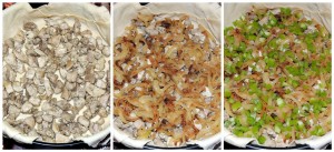 Заливной пирог с курицей и овощами слои