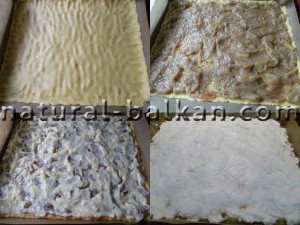 пирог с ревенем и безе, слои